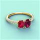 4 - Galina 7x5 mm Emerald Cut Ruby and 8x6 mm Oval Rhodolite Garnet 2 Stone Duo Ring 