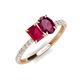 5 - Galina 7x5 mm Emerald Cut Ruby and 8x6 mm Oval Rhodolite Garnet 2 Stone Duo Ring 