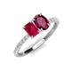 5 - Galina 7x5 mm Emerald Cut Ruby and 8x6 mm Oval Rhodolite Garnet 2 Stone Duo Ring 