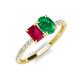 5 - Galina 7x5 mm Emerald Cut Ruby and 8x6 mm Oval Emerald 2 Stone Duo Ring 