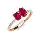 5 - Galina 7x5 mm Emerald Cut and Oval Ruby 2 Stone Duo Ring 