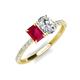 5 - Galina 7x5 mm Emerald Cut Ruby and GIA Certified 8x6 mm Oval Diamond 2 Stone Duo Ring 