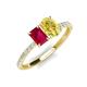 5 - Galina 7x5 mm Emerald Cut Ruby and 8x6 mm Oval Yellow Sapphire 2 Stone Duo Ring 