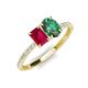 5 - Galina 7x5 mm Emerald Cut Ruby and 8x6 mm Oval Lab Created Alexandrite 2 Stone Duo Ring 
