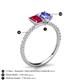 6 - Galina 7x5 mm Emerald Cut Ruby and 8x6 mm Oval Tanzanite 2 Stone Duo Ring 
