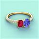 4 - Galina 7x5 mm Emerald Cut Ruby and 8x6 mm Oval Tanzanite 2 Stone Duo Ring 