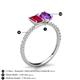 6 - Galina 7x5 mm Emerald Cut Ruby and 8x6 mm Oval Amethyst 2 Stone Duo Ring 