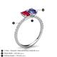 6 - Galina 7x5 mm Emerald Cut Ruby and 8x6 mm Oval Iolite 2 Stone Duo Ring 