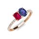 5 - Galina 7x5 mm Emerald Cut Ruby and 8x6 mm Oval Iolite 2 Stone Duo Ring 