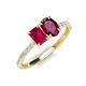 5 - Galina 7x5 mm Emerald Cut Ruby and 8x6 mm Oval Rhodolite Garnet 2 Stone Duo Ring 