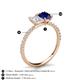 6 - Galina 7x5 mm Emerald Cut White Sapphire and 8x6 mm Oval Blue Sapphire 2 Stone Duo Ring 