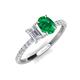 5 - Galina 7x5 mm Emerald Cut White Sapphire and 8x6 mm Oval Emerald 2 Stone Duo Ring 