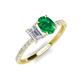 5 - Galina 7x5 mm Emerald Cut White Sapphire and 8x6 mm Oval Emerald 2 Stone Duo Ring 