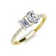 5 - Galina 7x5 mm Emerald Cut White Sapphire and 8x6 mm Oval Forever Brilliant Moissanite 2 Stone Duo Ring 