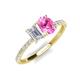 5 - Galina 7x5 mm Emerald Cut White Sapphire and 8x6 mm Oval Pink Sapphire 2 Stone Duo Ring 