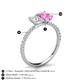 6 - Galina 7x5 mm Emerald Cut White Sapphire and 8x6 mm Oval Pink Sapphire 2 Stone Duo Ring 