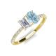 5 - Galina 7x5 mm Emerald Cut White Sapphire and 8x6 mm Oval Aquamarine 2 Stone Duo Ring 