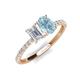 5 - Galina 7x5 mm Emerald Cut White Sapphire and 8x6 mm Oval Aquamarine 2 Stone Duo Ring 