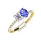 5 - Galina 7x5 mm Emerald Cut White Sapphire and 8x6 mm Oval Tanzanite 2 Stone Duo Ring 
