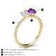 6 - Galina 7x5 mm Emerald Cut White Sapphire and 8x6 mm Oval Amethyst 2 Stone Duo Ring 