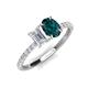 5 - Galina 7x5 mm Emerald Cut White Sapphire and 8x6 mm Oval London Blue Topaz 2 Stone Duo Ring 