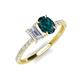 5 - Galina 7x5 mm Emerald Cut White Sapphire and 8x6 mm Oval London Blue Topaz 2 Stone Duo Ring 