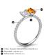 6 - Galina 7x5 mm Emerald Cut White Sapphire and 8x6 mm Oval Citrine 2 Stone Duo Ring 