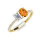5 - Galina 7x5 mm Emerald Cut White Sapphire and 8x6 mm Oval Citrine 2 Stone Duo Ring 