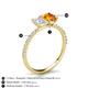 6 - Galina 7x5 mm Emerald Cut White Sapphire and 8x6 mm Oval Citrine 2 Stone Duo Ring 