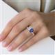 3 - Galina 7x5 mm Emerald Cut White Sapphire and 8x6 mm Oval Iolite 2 Stone Duo Ring 