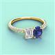 4 - Galina 7x5 mm Emerald Cut White Sapphire and 8x6 mm Oval Iolite 2 Stone Duo Ring 