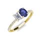 5 - Galina 7x5 mm Emerald Cut White Sapphire and 8x6 mm Oval Iolite 2 Stone Duo Ring 