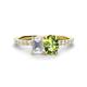 1 - Galina 7x5 mm Emerald Cut White Sapphire and 8x6 mm Oval Peridot 2 Stone Duo Ring 