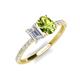5 - Galina 7x5 mm Emerald Cut White Sapphire and 8x6 mm Oval Peridot 2 Stone Duo Ring 