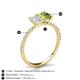 6 - Galina 7x5 mm Emerald Cut White Sapphire and 8x6 mm Oval Peridot 2 Stone Duo Ring 