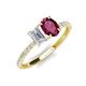 5 - Galina 7x5 mm Emerald Cut White Sapphire and 8x6 mm Oval Rhodolite Garnet 2 Stone Duo Ring 