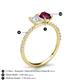 6 - Galina 7x5 mm Emerald Cut White Sapphire and 8x6 mm Oval Rhodolite Garnet 2 Stone Duo Ring 