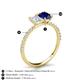 6 - Galina 7x5 mm Emerald Cut White Sapphire and 8x6 mm Oval Blue Sapphire 2 Stone Duo Ring 