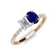 5 - Galina 7x5 mm Emerald Cut White Sapphire and 8x6 mm Oval Blue Sapphire 2 Stone Duo Ring 