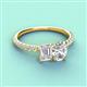 4 - Galina 7x5 mm Emerald Cut White Sapphire and IGI Certified 8x6 mm Oval Lab Grown Diamond 2 Stone Duo Ring 