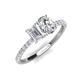 5 - Galina 7x5 mm Emerald Cut White Sapphire and 8x6 mm Oval Forever Brilliant Moissanite 2 Stone Duo Ring 