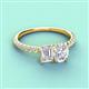 4 - Galina 7x5 mm Emerald Cut and 8x6 mm Oval White Sapphire 2 Stone Duo Ring 