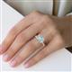 3 - Galina 7x5 mm Emerald Cut White Sapphire and 8x6 mm Oval Aquamarine 2 Stone Duo Ring 
