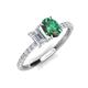 5 - Galina 7x5 mm Emerald Cut White Sapphire and 8x6 mm Oval Lab Created Alexandrite 2 Stone Duo Ring 