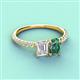 4 - Galina 7x5 mm Emerald Cut White Sapphire and 8x6 mm Oval Lab Created Alexandrite 2 Stone Duo Ring 