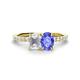 1 - Galina 7x5 mm Emerald Cut White Sapphire and 8x6 mm Oval Tanzanite 2 Stone Duo Ring 