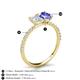 6 - Galina 7x5 mm Emerald Cut White Sapphire and 8x6 mm Oval Tanzanite 2 Stone Duo Ring 