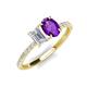 5 - Galina 7x5 mm Emerald Cut White Sapphire and 8x6 mm Oval Amethyst 2 Stone Duo Ring 