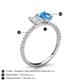 6 - Galina 7x5 mm Emerald Cut White Sapphire and 8x6 mm Oval Blue Topaz 2 Stone Duo Ring 