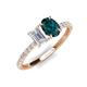 5 - Galina 7x5 mm Emerald Cut White Sapphire and 8x6 mm Oval London Blue Topaz 2 Stone Duo Ring 